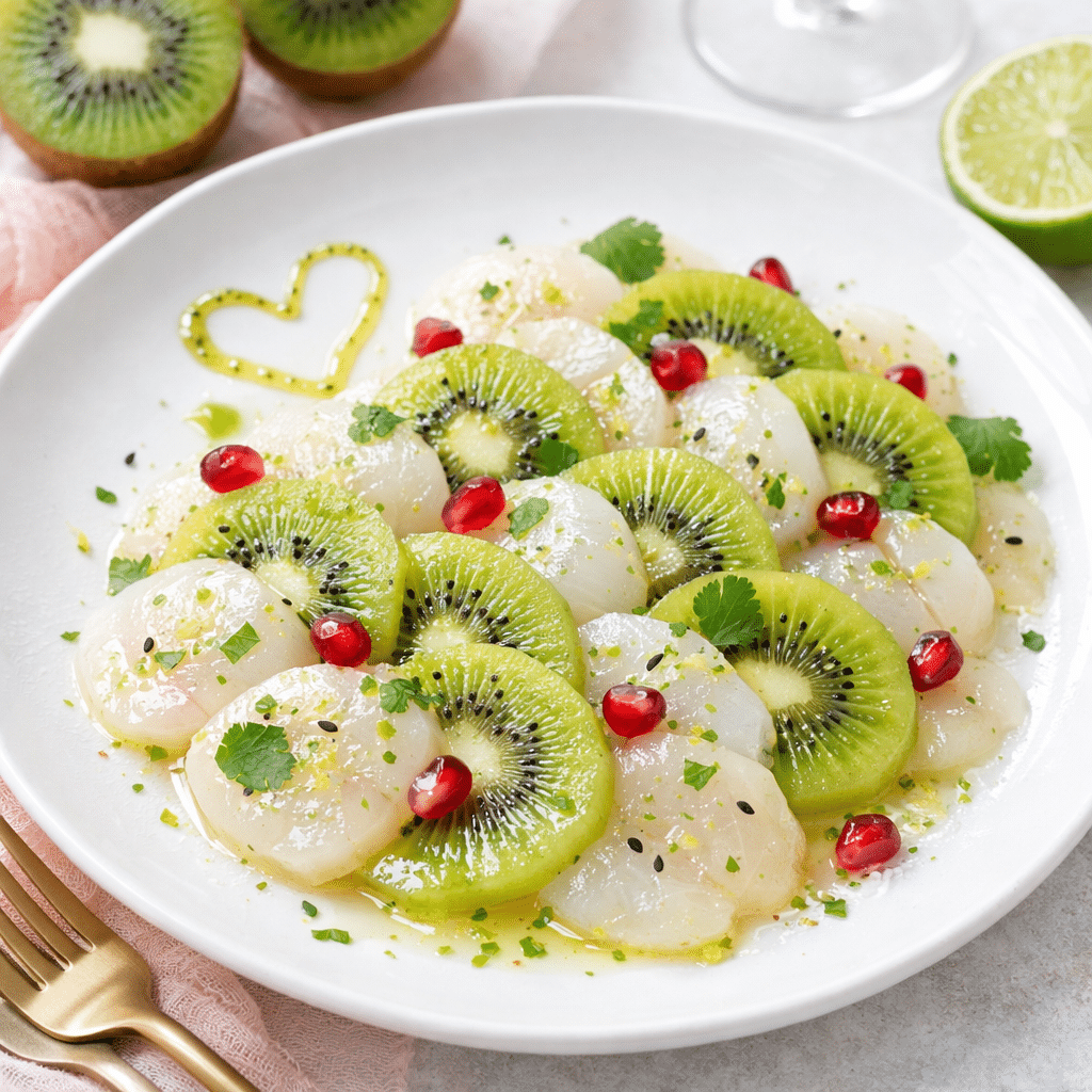 carpaccio de Saint-Jacques au kiwi local carpaccio de Saint-Jacques au kiwi local