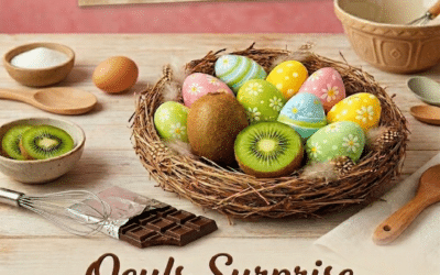 Œufs surprise de Pâques au kiwi & chocolat noir